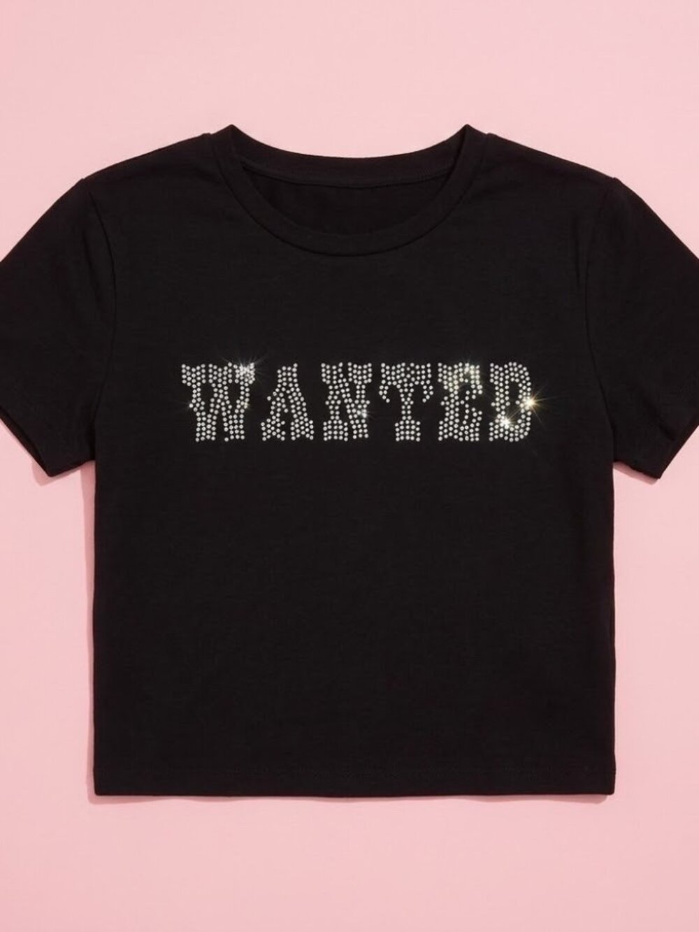 Garage Wanted Rhinestone Black Bling Stormi Cropped Tee